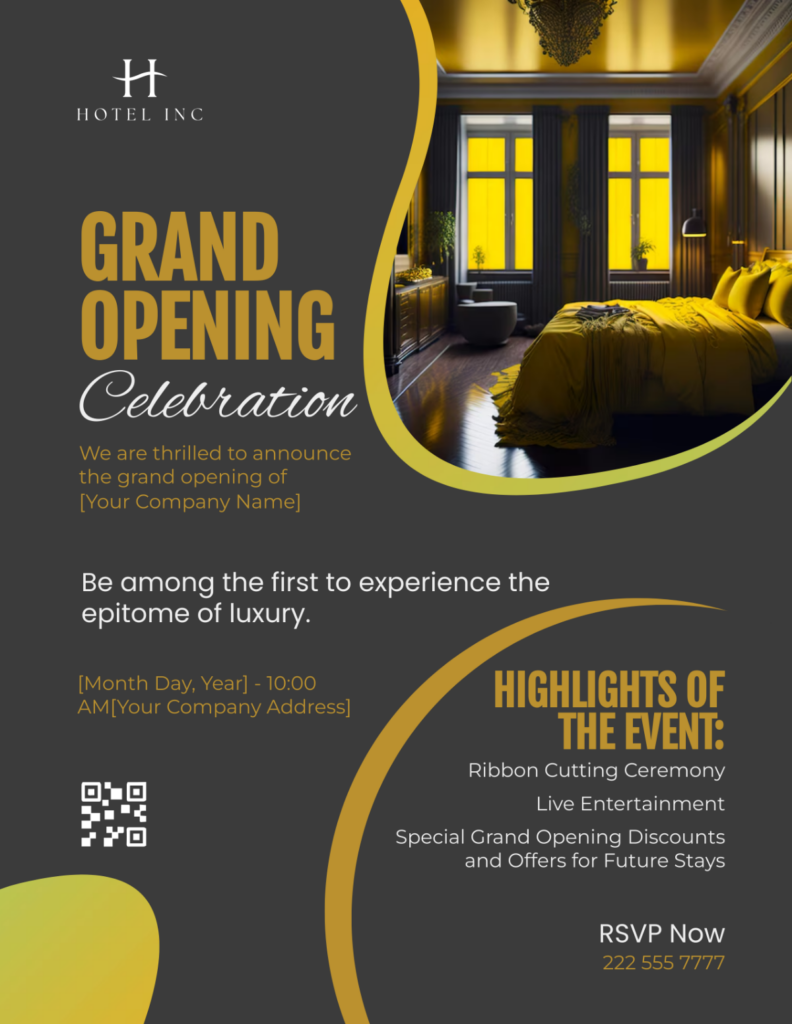 Hotel Grand Opening Flyer.